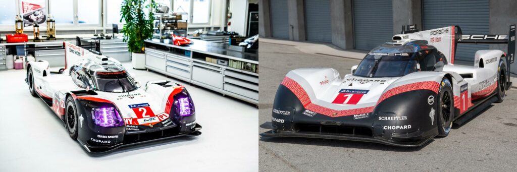Porównanie wyglądu Porsche 919 Hybrid i Porsche 919 Evo