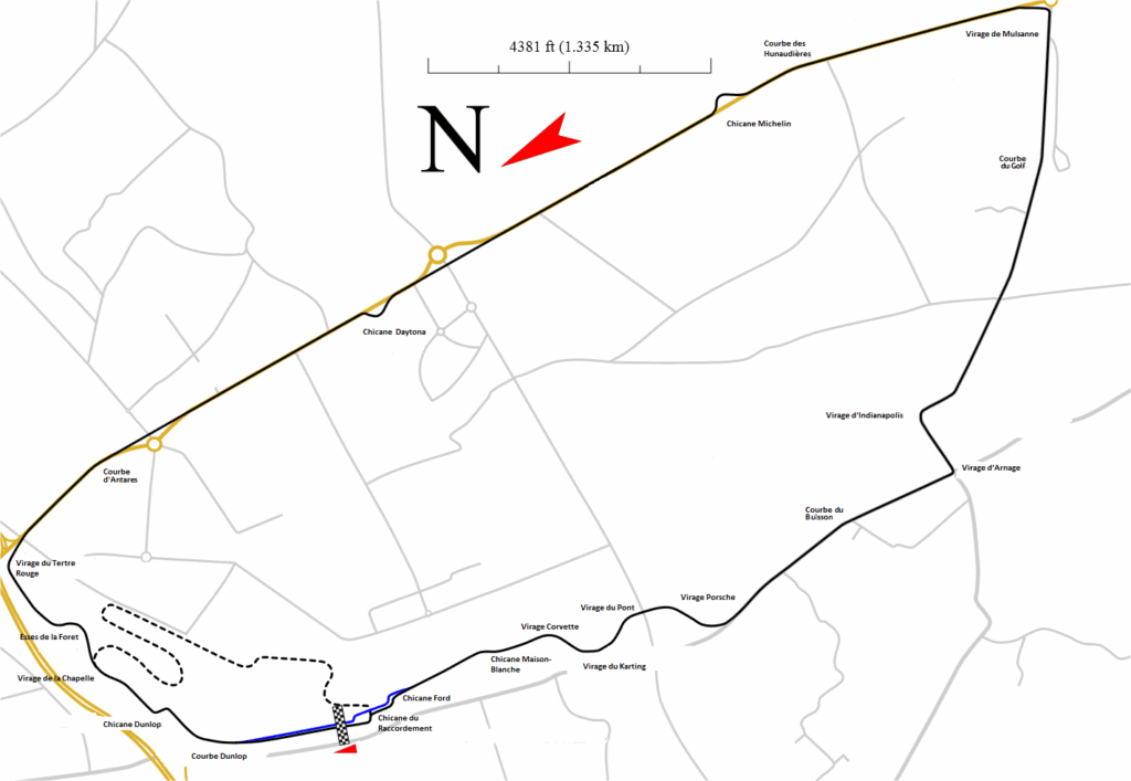 Mapa Circuit de la Sarthe (Le Mans)