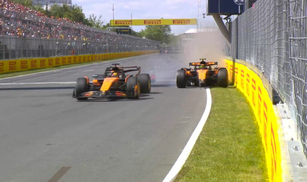 Oscar Piastri i Lando Norris po kolizji w Grand Prix Kanady