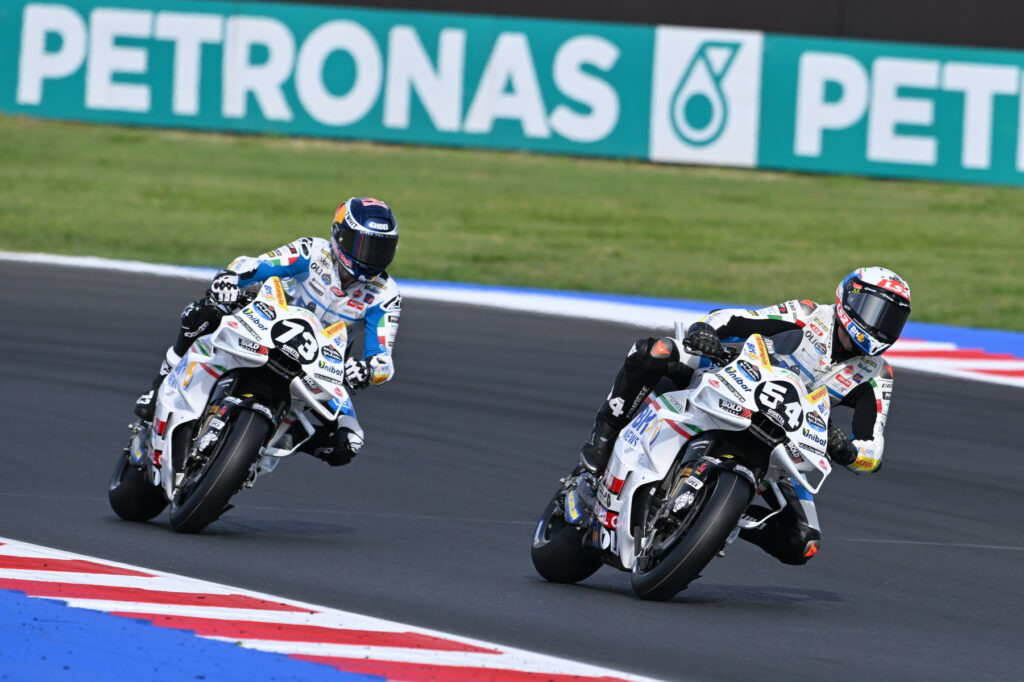 Zawodnicy zespołu Gresini: Álex Márquez (#73) oraz Fermín Aldeguer (#54) w specjalnym malowaniu z okazji Grand Prix San Marino