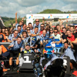 Fermín Aldeguer świętujący zwycięstwo w Grand Prix Indonezji