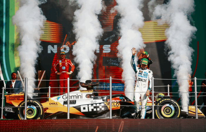 Lando Norris na podium Grand Prix Meksyku
