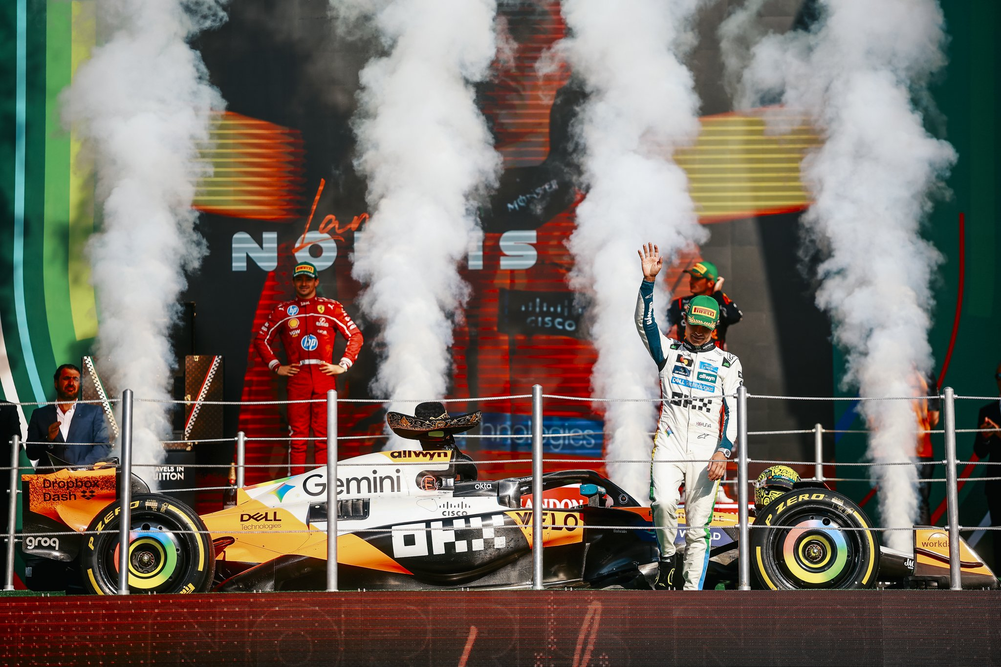 Lando Norris na podium Grand Prix Meksyku