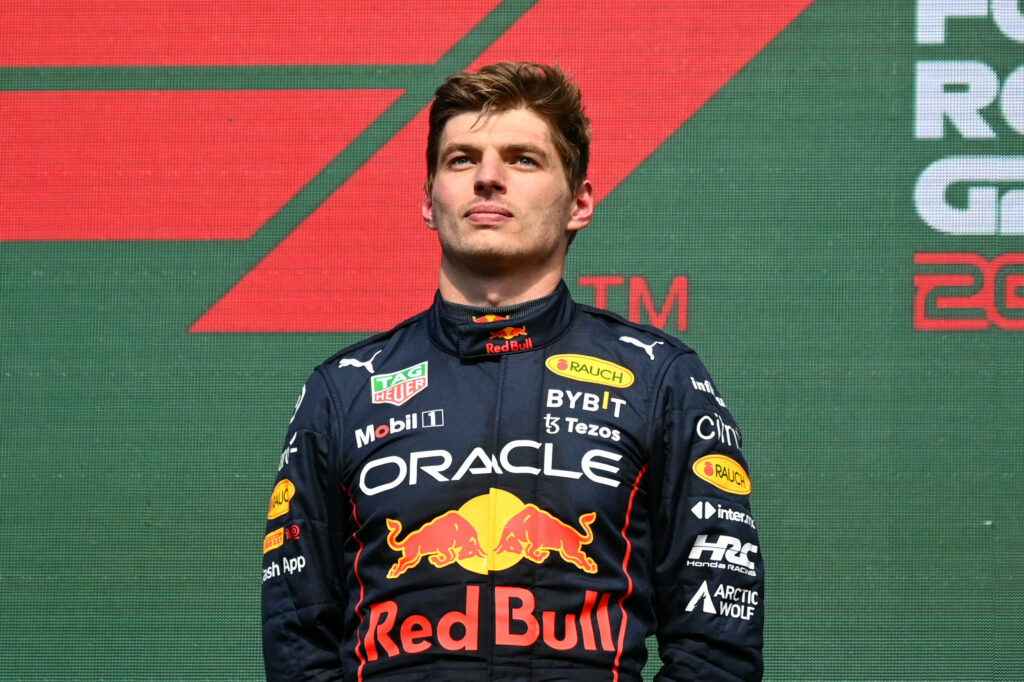 Max Verstappen na podium po Grand Prix Belgii 2022. 