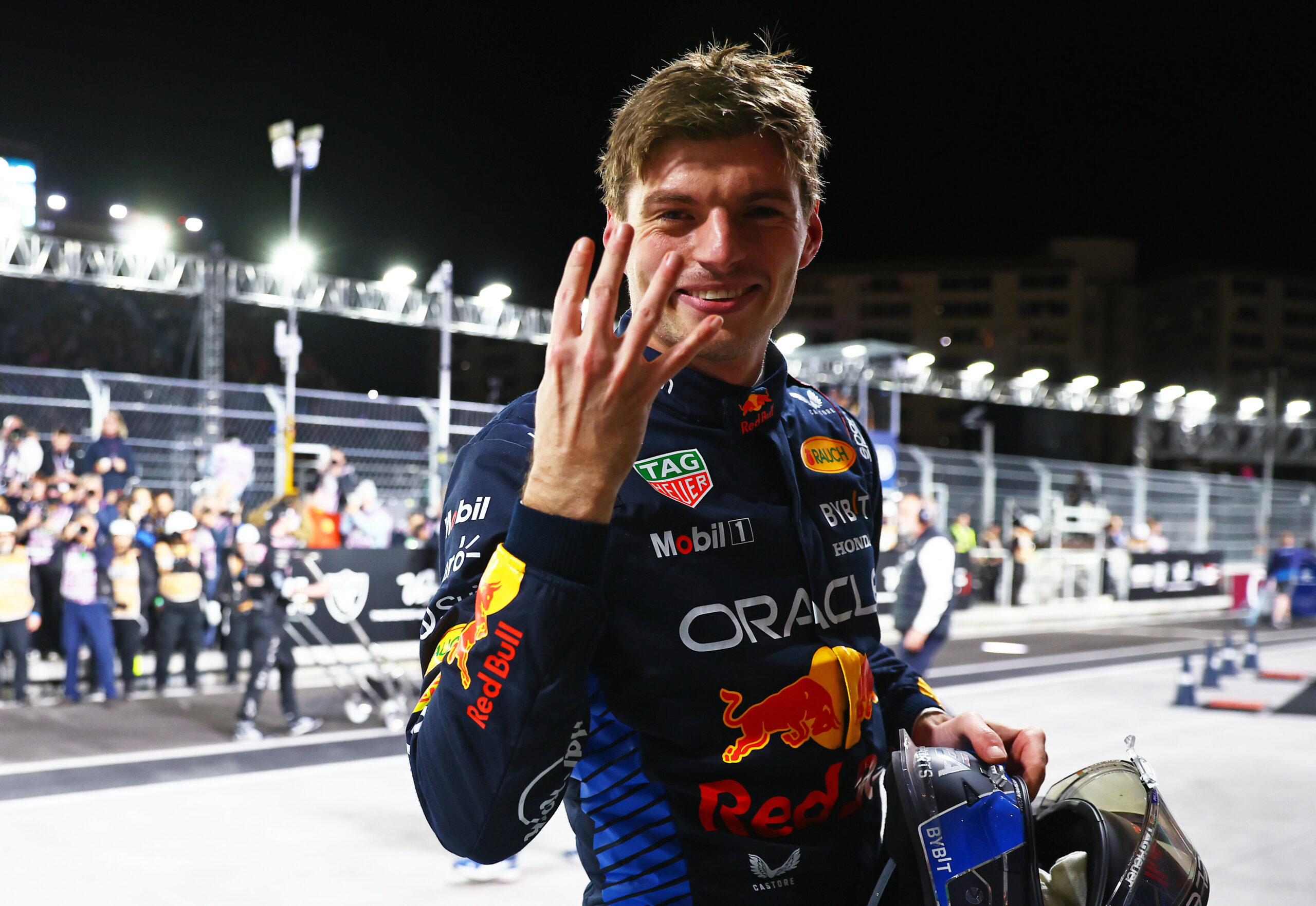 Max Verstappen w Las Vegas, po zdobyciu czwartego tytułu mistrza świata