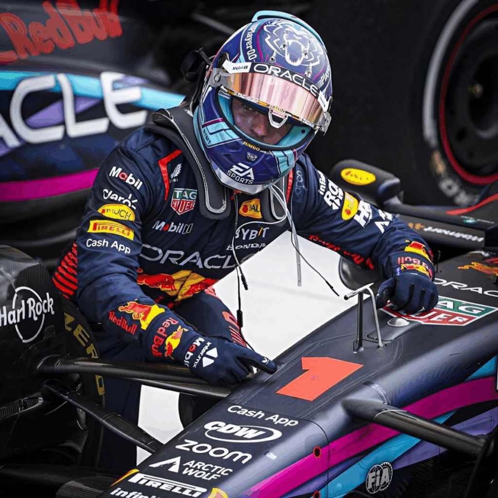 Max Verstappen celebrujący zwycięstwo w Grand Prix Miami 2023. 