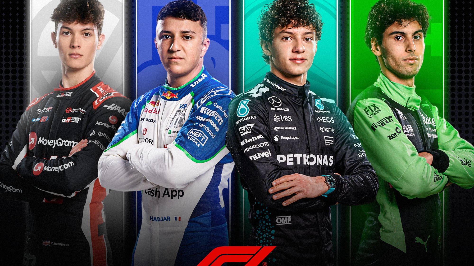 Oliver Bearman, Isack Hadjar, Andrea Kimi Antonelii i Gabriel Bortoleto.
