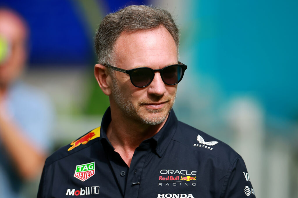 Christian Horner w trakcie Grand Prix Miami 2025.
Źródło: Hector Vivas/Red Bull Content Pool 