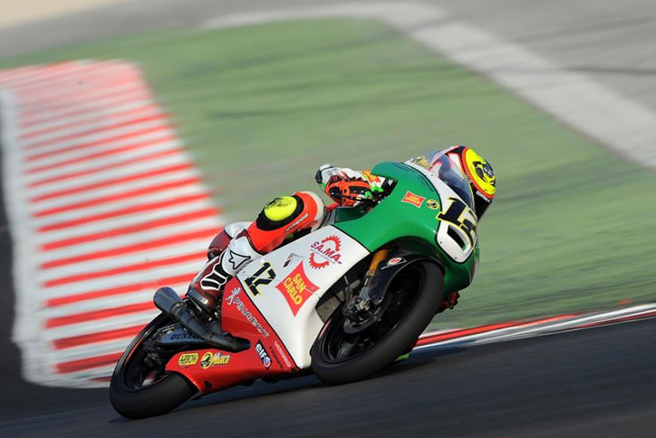 Marco Bezzecchi podczas rywalizacji w mistrzostwach Włoch Moto3 2015