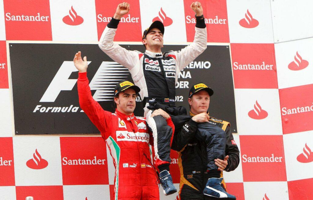 Jedna z największych niespodzianek sezonu 2012 w Formule 1, czyli Pastor Maldonado triumfujący w Hiszpanii