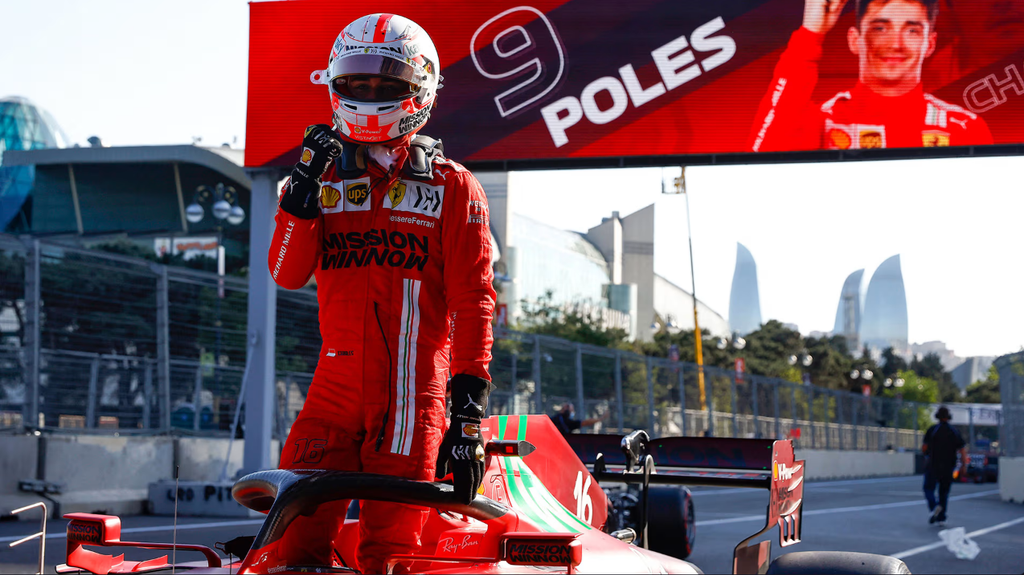 Charles Leclerc po kwalifikacjach do Grand Prix Azerbejdżanu 2021.
