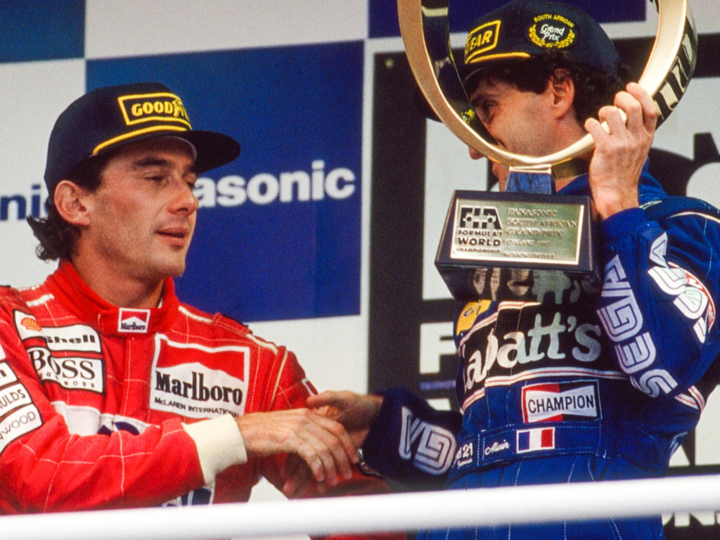 Ayrton Senna i Alain Prost na ostatnim podium w Afryce.
Rwanda F1